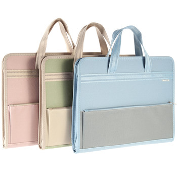 Canvas organ folder multi-layer student test paper clip large capacity contract m classification clip handheld storage bag file