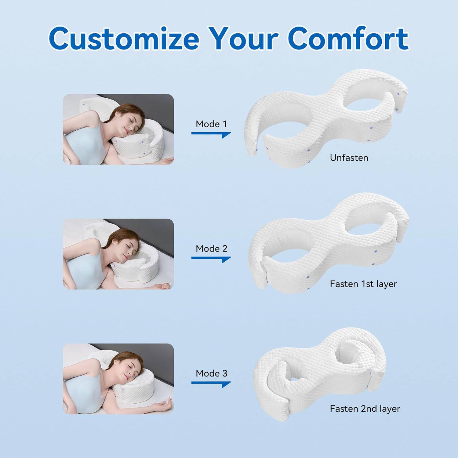 Seitenschläferkissen, Anti-Falten, Nackenschutz, Memory-Foam