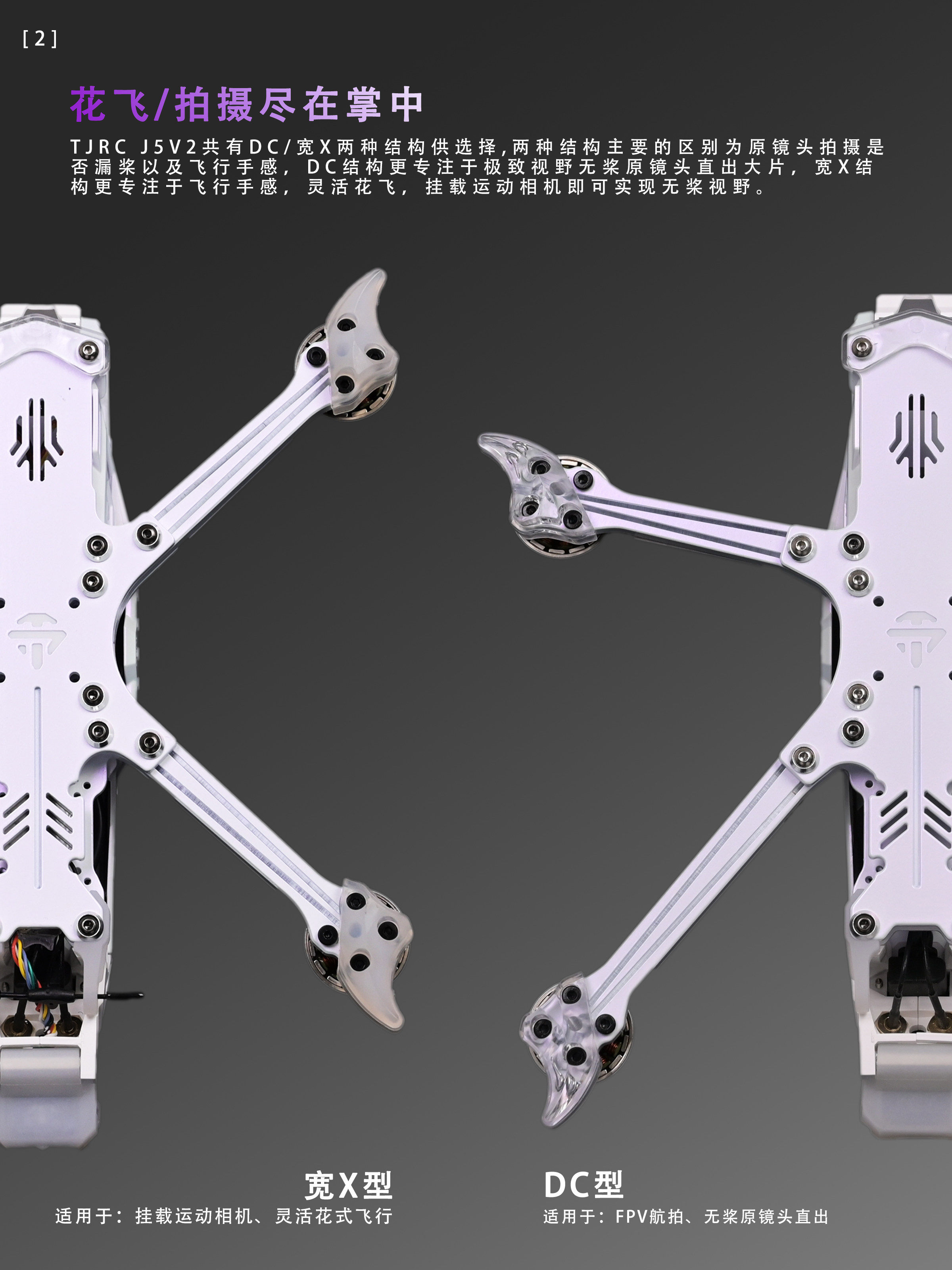 TJRC J5V2 5-Inch FPV Drone Frame Kit Compatible with O4 Pro Air Unit Waterproof