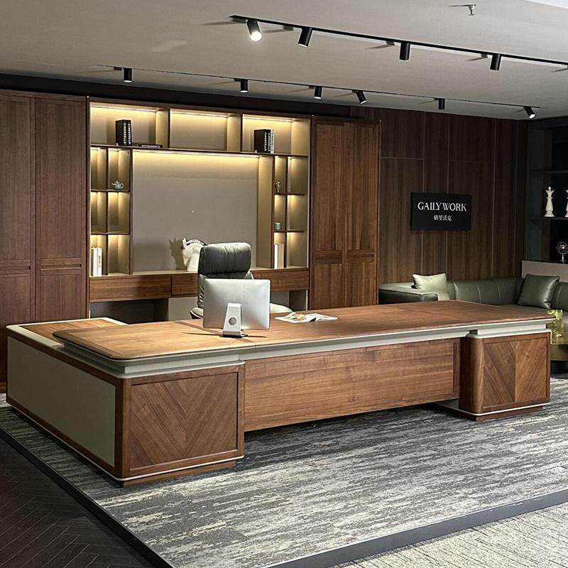 New Chinese-Style Solid Wood 2026 Model Office Desk, Executive Desk, North American Black Walnut Side Table, High-End Luxury Executive Desk