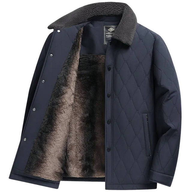 Woodpecker Men's Thickened Velvet Warm Cotton Clothes Middle-aged Dad's Home Padded Clothes Grandpa Winter Clothes Padded Jacket