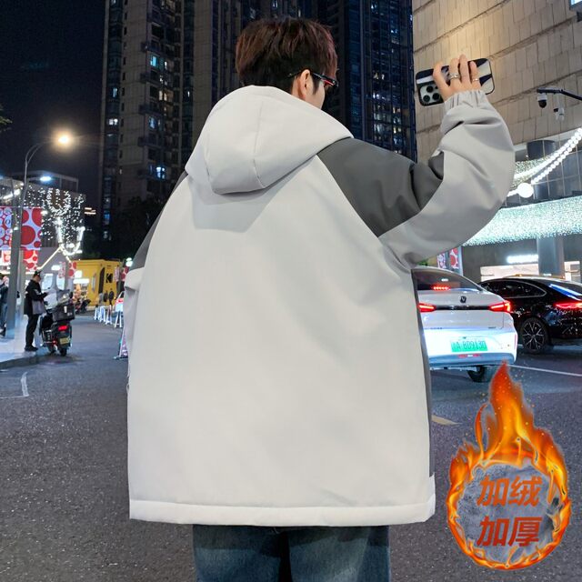 Woodpecker Autumn and Winter Thickened Fleece Jacket for Boys, Middle and High School Students, Winter Coat, Windbreaker, Jacket, Big Kids' Cotton Clothing