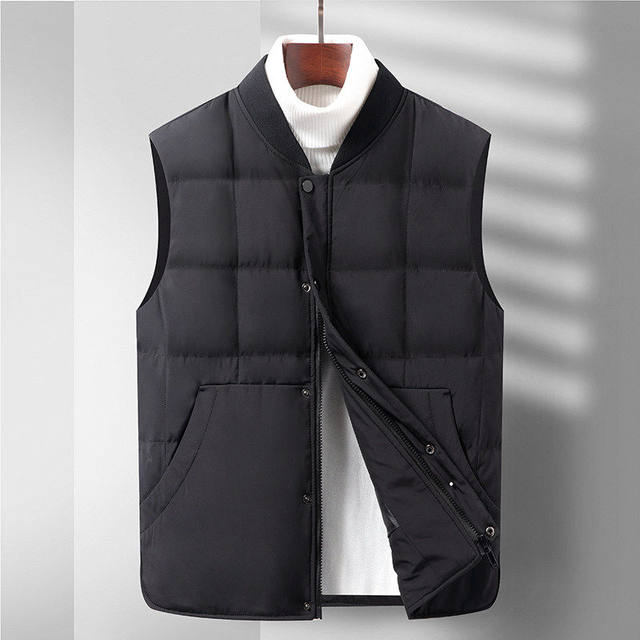 Woodpecker Warm Stand Collar Down Vest Men's Autumn and Winter Fashion Casual Thickened Vest for Middle-aged and Young Solid Color Vest