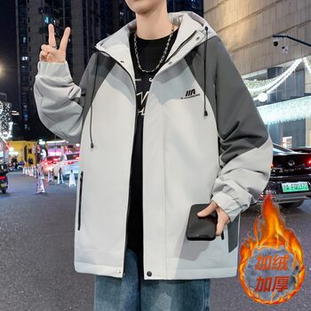 Woodpecker Autumn and Winter Thickened Fleece Jacket for Boys, Middle and High School Students, Winter Coat, Windbreaker, Jacket, Big Kids' Cotton Clothing