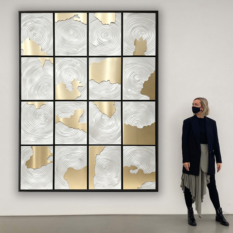 Modern Art Decorative Painting Hand-Painted Sandstone Texture Metal Sheet Hotel Front Desk Corridor Background Wall High-End Hanging Painting Modern Art Decorative Painting Hand-Painted Sandstone Texture Metal Sheet Hotel Front Desk Corridor Background Wall High-End Hanging Painting