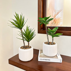 Light Blooming Creative Fake Flower Artificial Green Plant Potted Plant Fleshy Artificial Flower Small Ornaments Plant Living Room Desktop Decoration ins