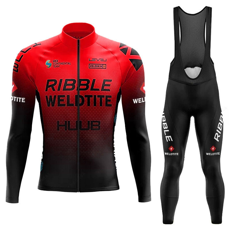 German New Cycling Jersey Long-Sleeve Set for Men, Comfortable for Spring and Autumn, Suitable for All Seasons, Outdoor Road Cycling Equipment