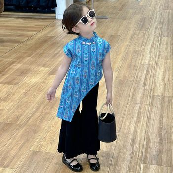 Children's improved cheongsam, girls' hanfu, chinese style performance clothing, tang suit evening dress, new chinese style summer children's clothing set