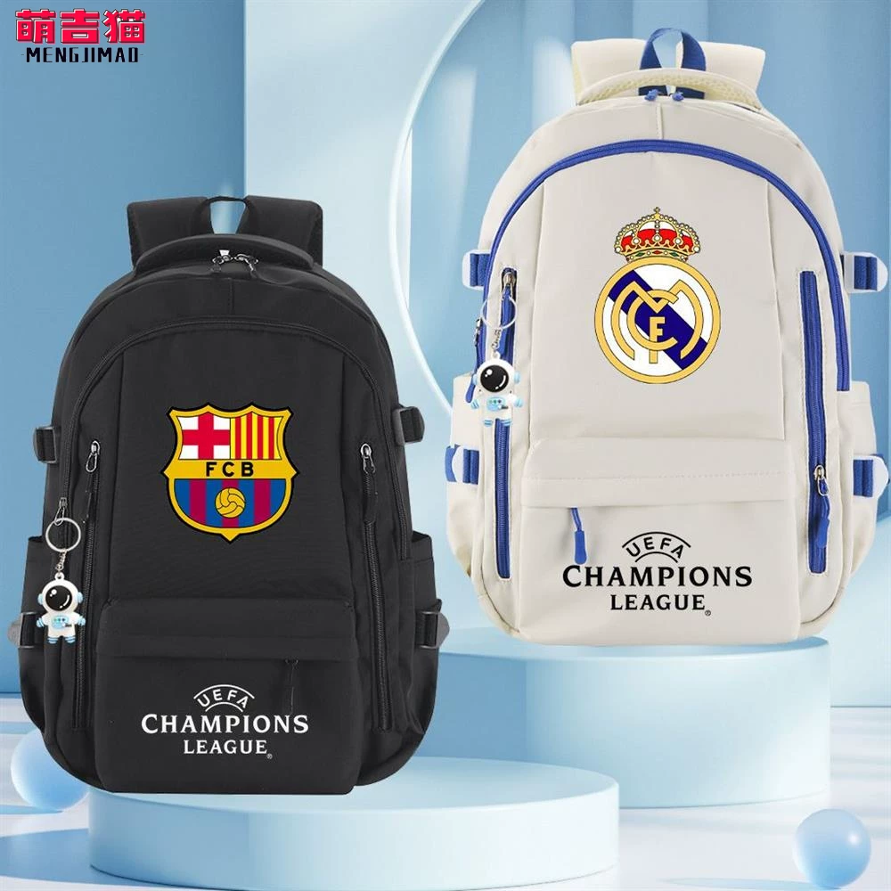 Чемпионат Лиги Европы школьный рюкзак с логотипами Manchester United Manchester City Barcelona Real Madrid для учащихся среднего и старшего школьного возраста, большой вместимости, тренировочный рюкзак для мальчиков