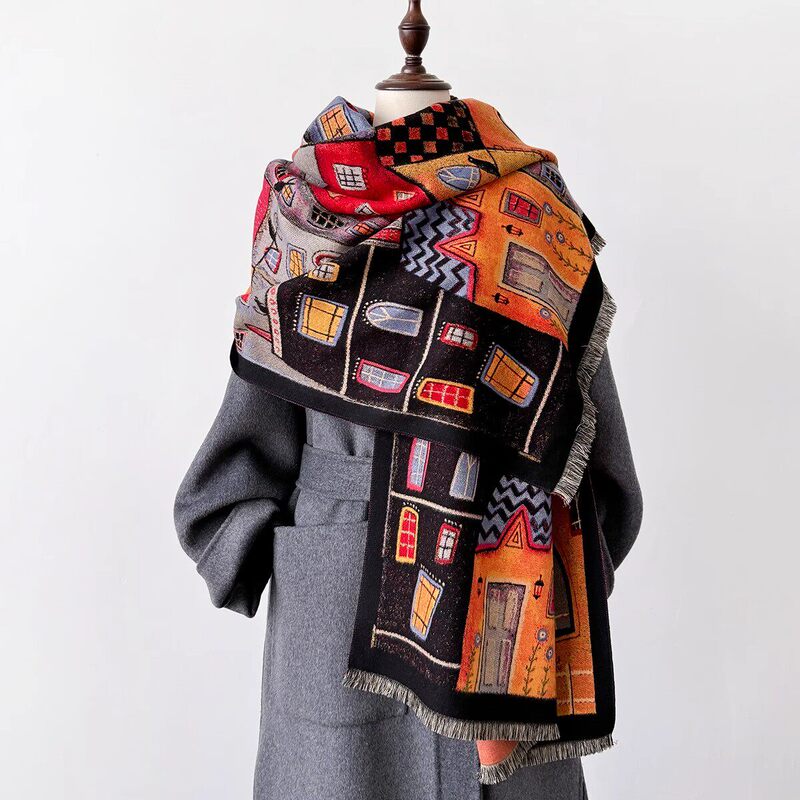French Mk Tassoglas Cashmere Scarf, Soft and Warm, Long Style, Elegant Cape, Windproof Shawl, Neck Warmer, Cashmere French Mk Tassoglas Cashmere Scarf, Soft and Warm, Long Style, Elegant Cape, Windproof Shawl, Neck Warmer, Cashmere
