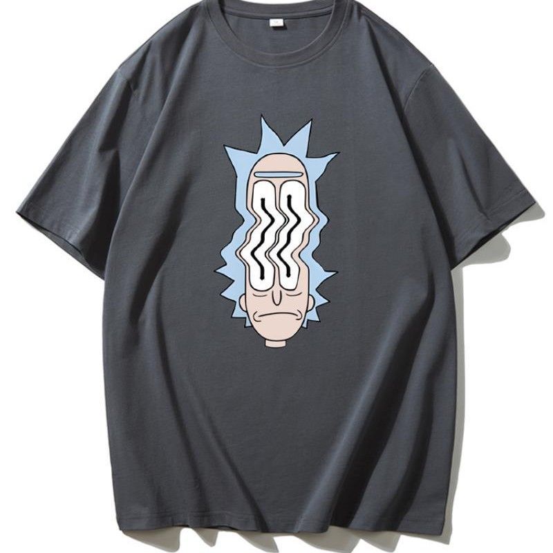 Quick-Drying Clothing Rick and Morty Short-Sleeve T-Shirt with Wavy Avatar Design, American Style Merchandise