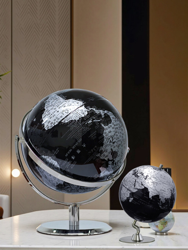 Silver High-End Light Luxury Globe Ornament Opening Gift Office Decoration Entrance Hall Living Room Study Crafts
