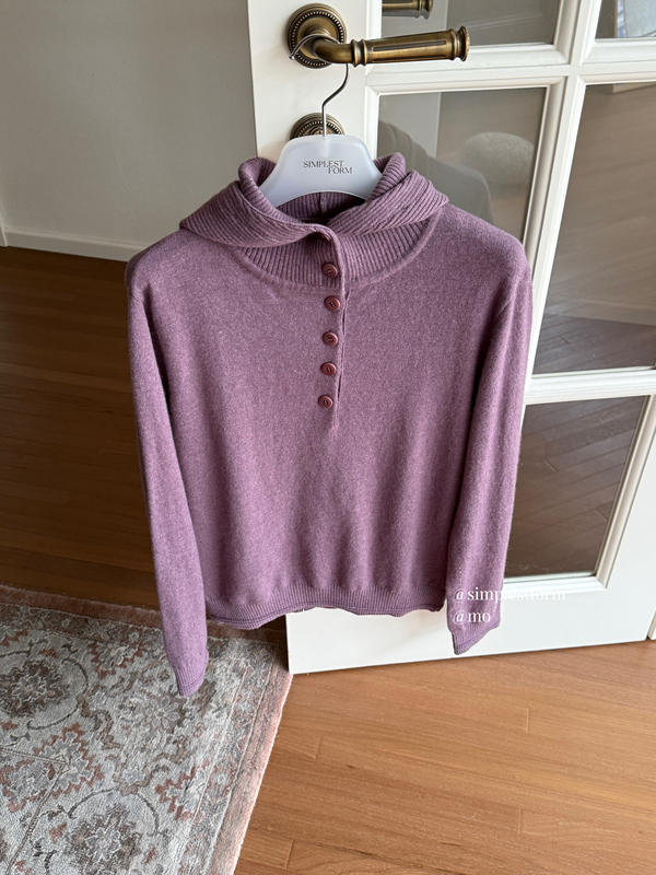 Mo Studio｜Korean Thecolorcolour Affordable Alternative Vintage Grape Purple Buttoned Hooded Sweater