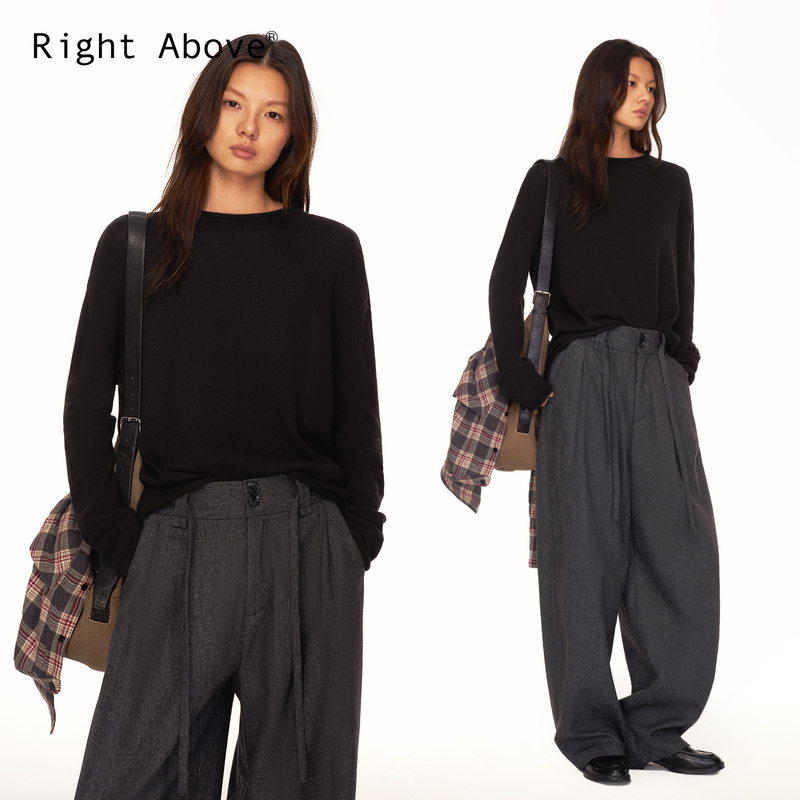 Right Above Natural Linen Rolled Hem Chunky Knit Crew Neck Top Relaxed Fit Base Knitwear for Autumn and Winter