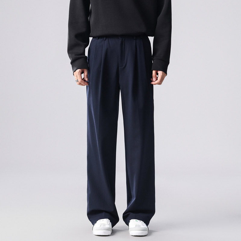 [Tokyo Harajuku] Japanese-Style Solid Color Drape Casual Dress Pants for Men, Loose Straight-Leg Commuter Wide-Leg Pants, Summer Style