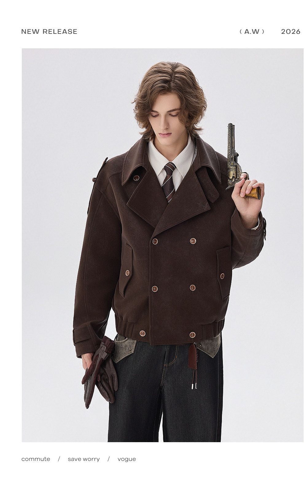 CHOR Black Double-Breasted Trench Coat