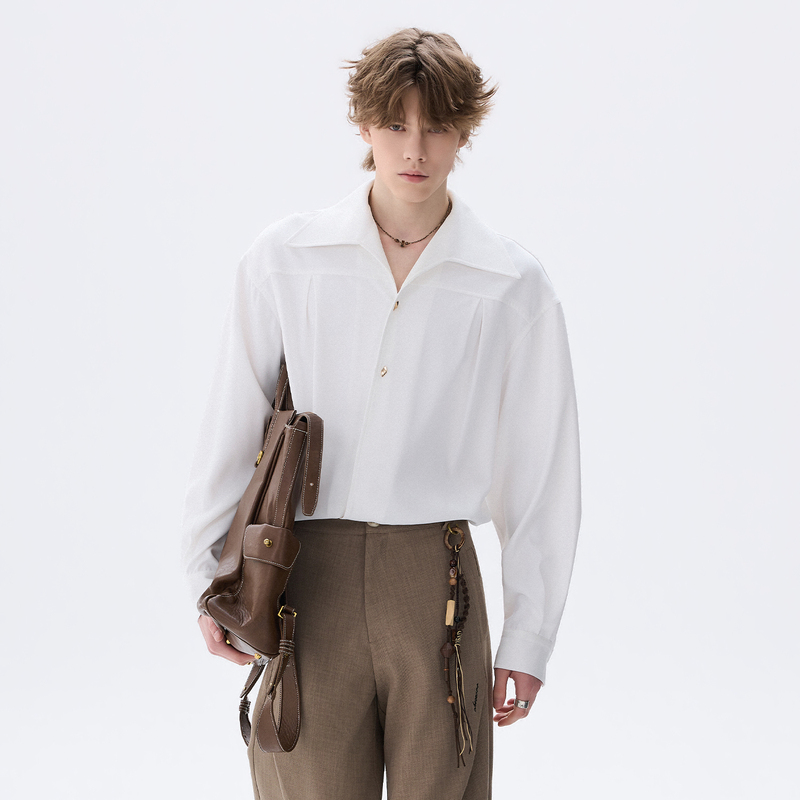 Chor 2026 Spring Men's Long-Sleeve Shirt, Italian-Style One-Collar American Shirt, Men's High-End Cool and Handsome Shirt