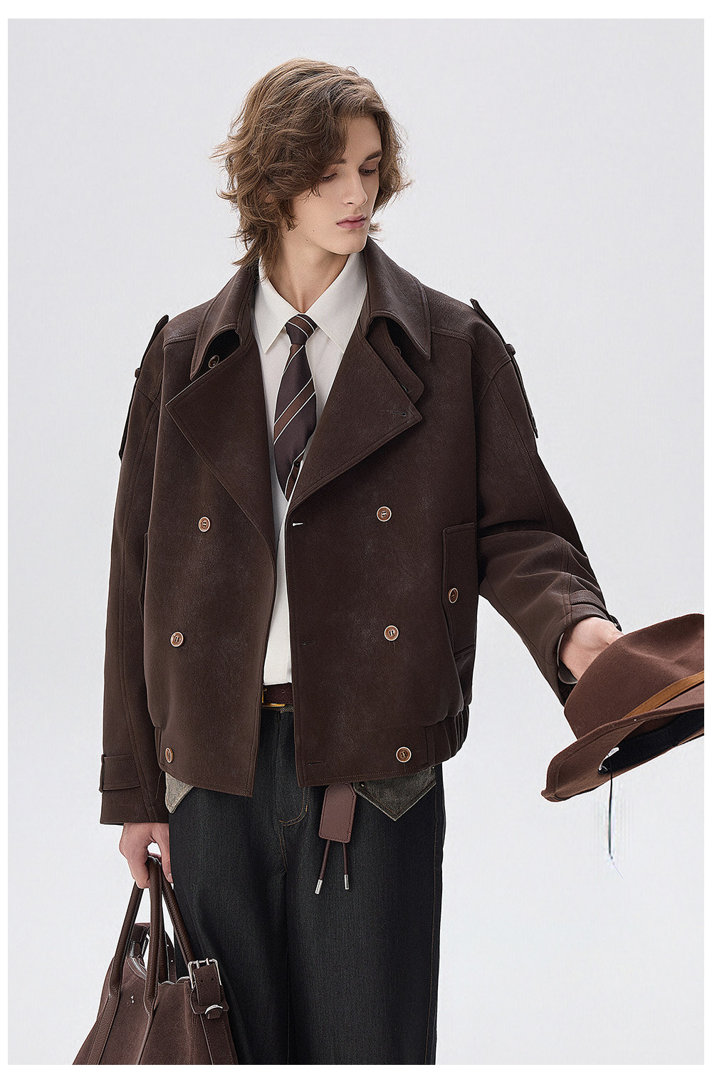 CHOR Black Double-Breasted Trench Coat