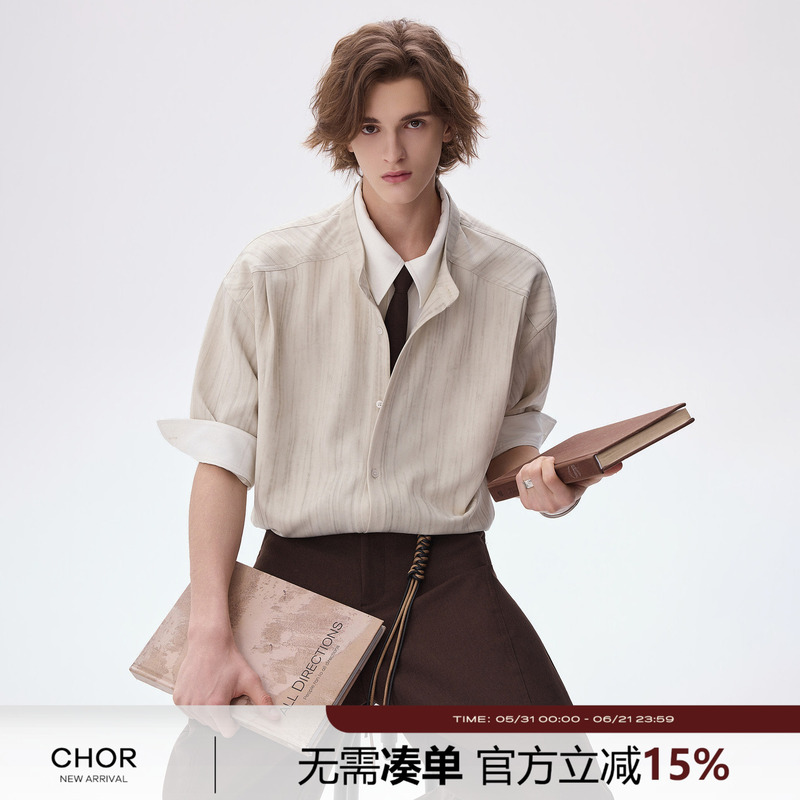 Chor Simple Casual Breathable Fake Two-Piece Business Short-Sleeved Shirt Men's 2026 Summer New Design Shirt Chor Simple Casual Breathable Fake Two-Piece Business Short-Sleeved Shirt Men's 2026 Summer New Design Shirt