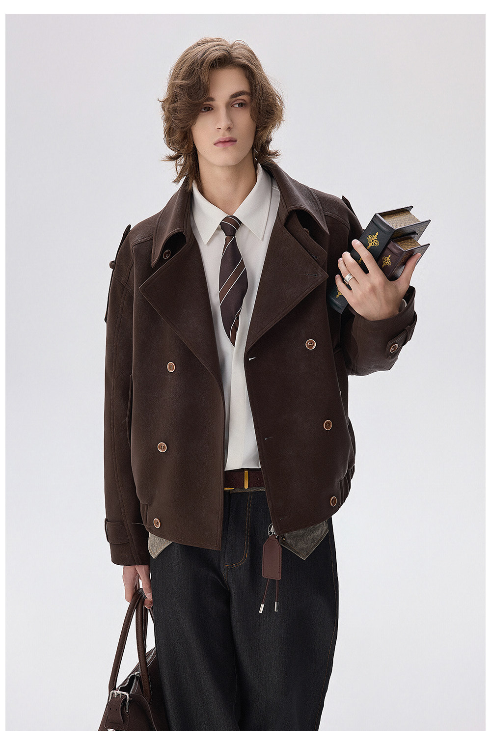 CHOR Black Double-Breasted Trench Coat