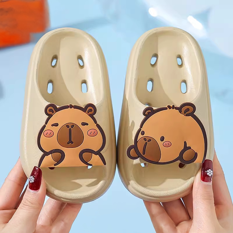 Japanese Mujx Capibara Children's Slippers Water-Draining Bathroom Shower Baby Home Slippers for Boys and Girls Outdoor Wear