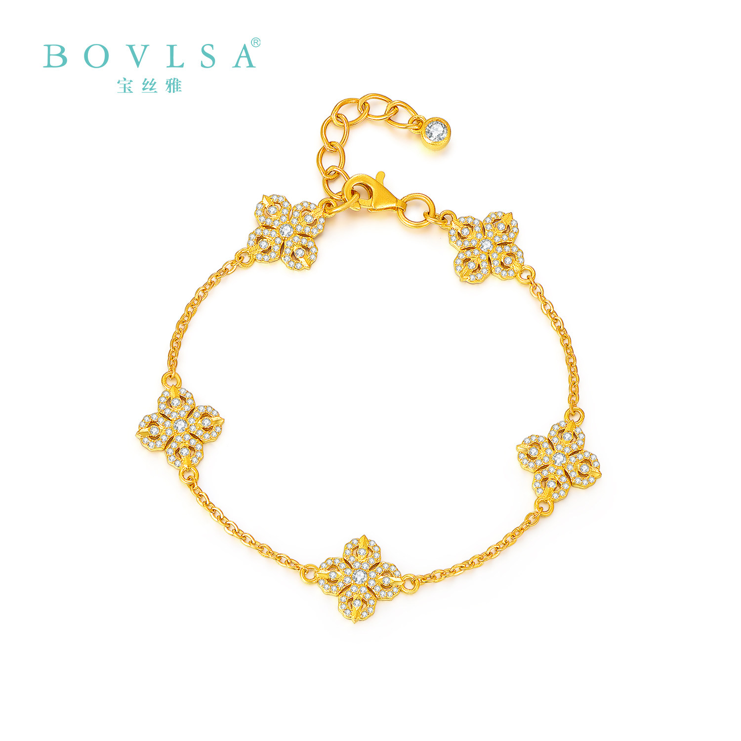 25年必买！宝丝雅足金999金刚杵手链，5D四叶草+莫桑石太惊艳了-黄金镶宝石手链-淘宝好物网