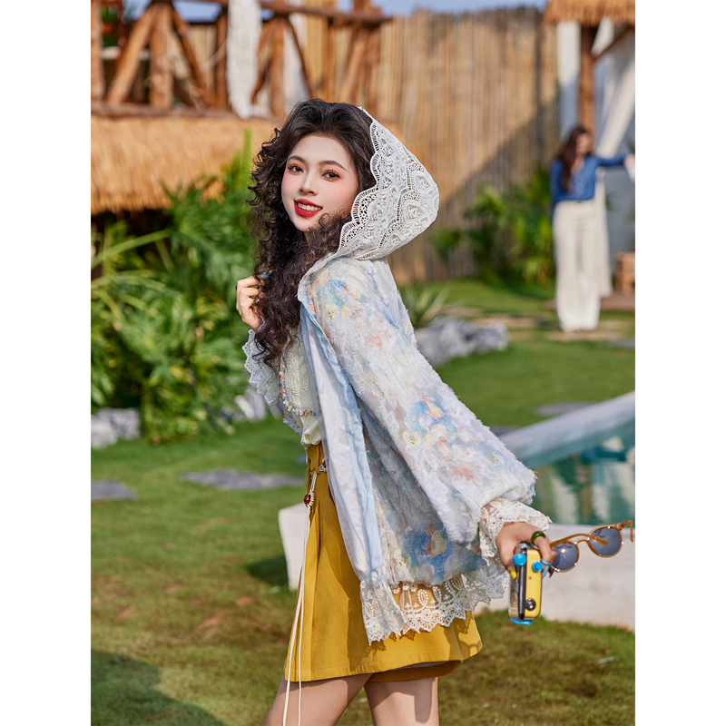 Kuojia【Midsummer Garden】Hooded Sun Protection Jacket Women's Niche Design Gentle and Sweet New Top Kuojia【Midsummer Garden】Hooded Sun Protection Jacket Women's Niche Design Gentle and Sweet New Top