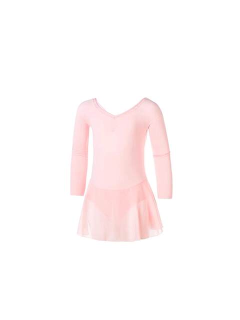 Sansha Children's Long-Sleeve One-Piece Chiffon Dress V-Neck Ballet Costume Practice Performance Outfit for Girls