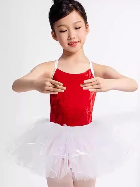 Sansha Sansha dance clothes for girls, velvet suspenders, halter neck bodysuit, open crotch exercise clothes, gymnastics clothes