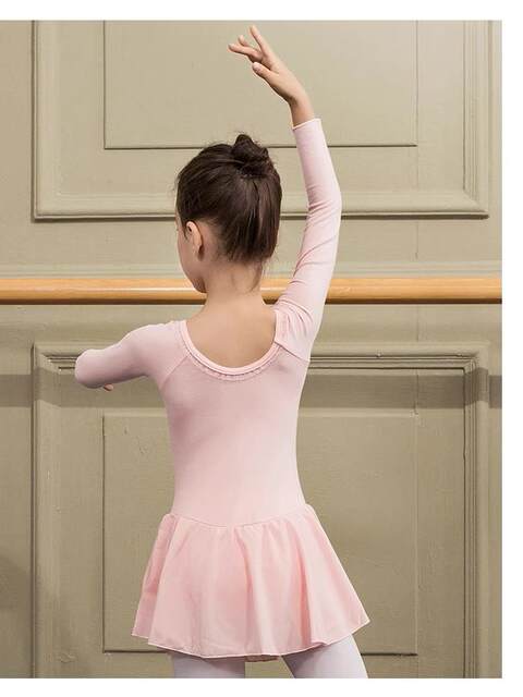 Sansha Children's Long-Sleeve One-Piece Chiffon Dress V-Neck Ballet Costume Practice Performance Outfit for Girls