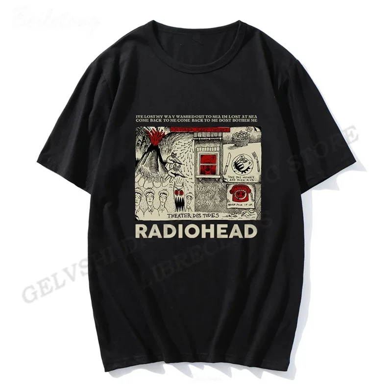 Футболка Radiohead европейская и американская рок-группа Radiohead чистый хлопок пара футболок с коротким рукавом, мужская и женская одежда