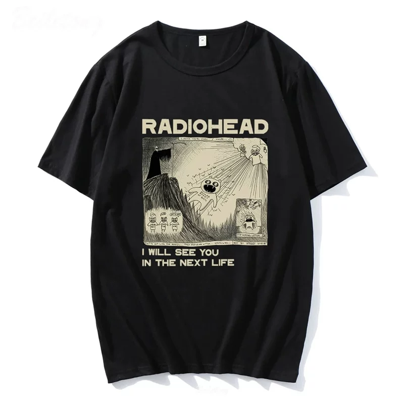Футболка Radiohead европейская и американская рок-группа Radiohead чистый хлопок пара футболок с коротким рукавом, мужская и женская одежда
