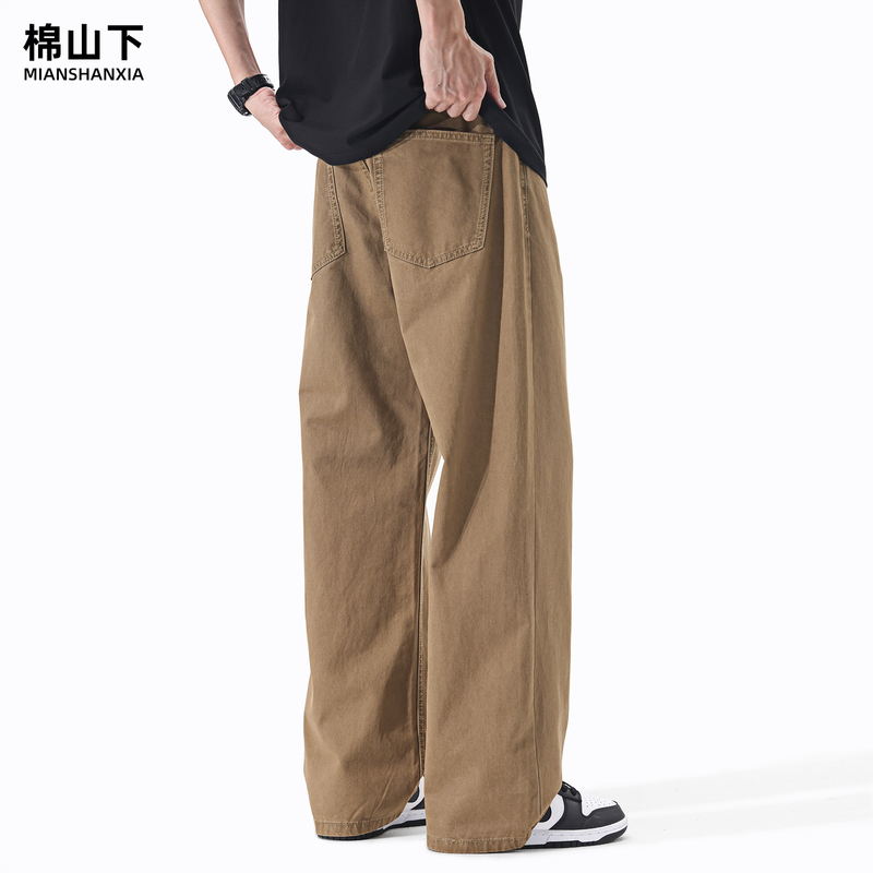 Cotton Mountain Summer Thin Straight-Leg Jeans for Men, Loose Straight-Leg Wide-Leg Plus Size Khaki Melard Casual Pants Cotton Mountain Summer Thin Straight-Leg Jeans for Men, Loose Straight-Leg Wide-Leg Plus Size Khaki Melard Casual Pants