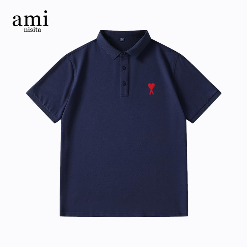 Ami Nisita Official Polo Shirt Short-Sleeved Men's and Women's Summer American Fashion Brand Loose Casual Lapel Top