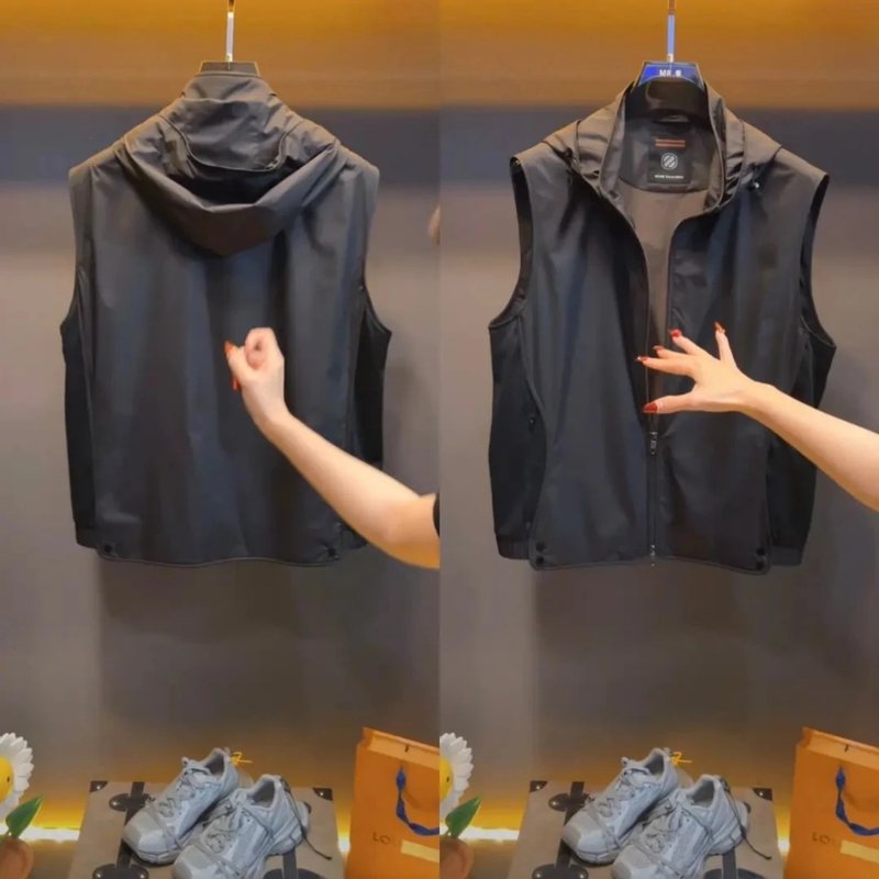 Casual Style Hooded Vest for Men, New Spring Lightweight Cardigan, Versatile Jacket, Business Casual Zipper Regular Vest