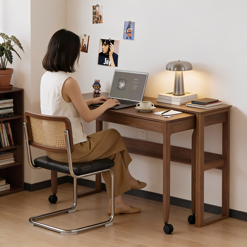 Gu Jia Home Furniture Solid Wood Desk Corner Double-Layer Movable Table Study Office Desk Extendable Combination Table