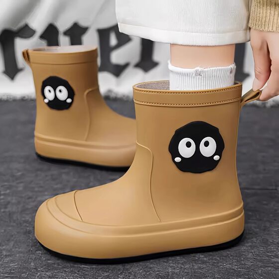 Women's Rain Boots 2025 New Model Adult Waterproof Non-Slip Mid-Calf Rain Boots for Outdoor Wear, Wear-Resistant Slip-On Parent-Child Children's Shoes