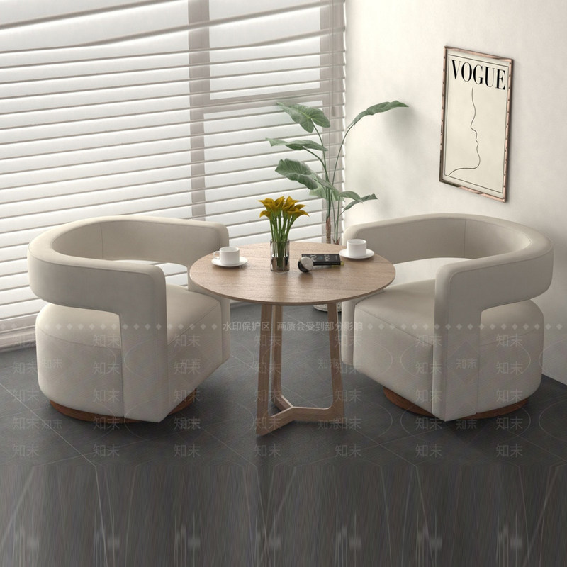 Modern Minimalist U-Shaped Single Sofa Chair, Round Coffee Table Set, Living Room Leisure Chair, Reception Chair, Meeting Chair, Hotel