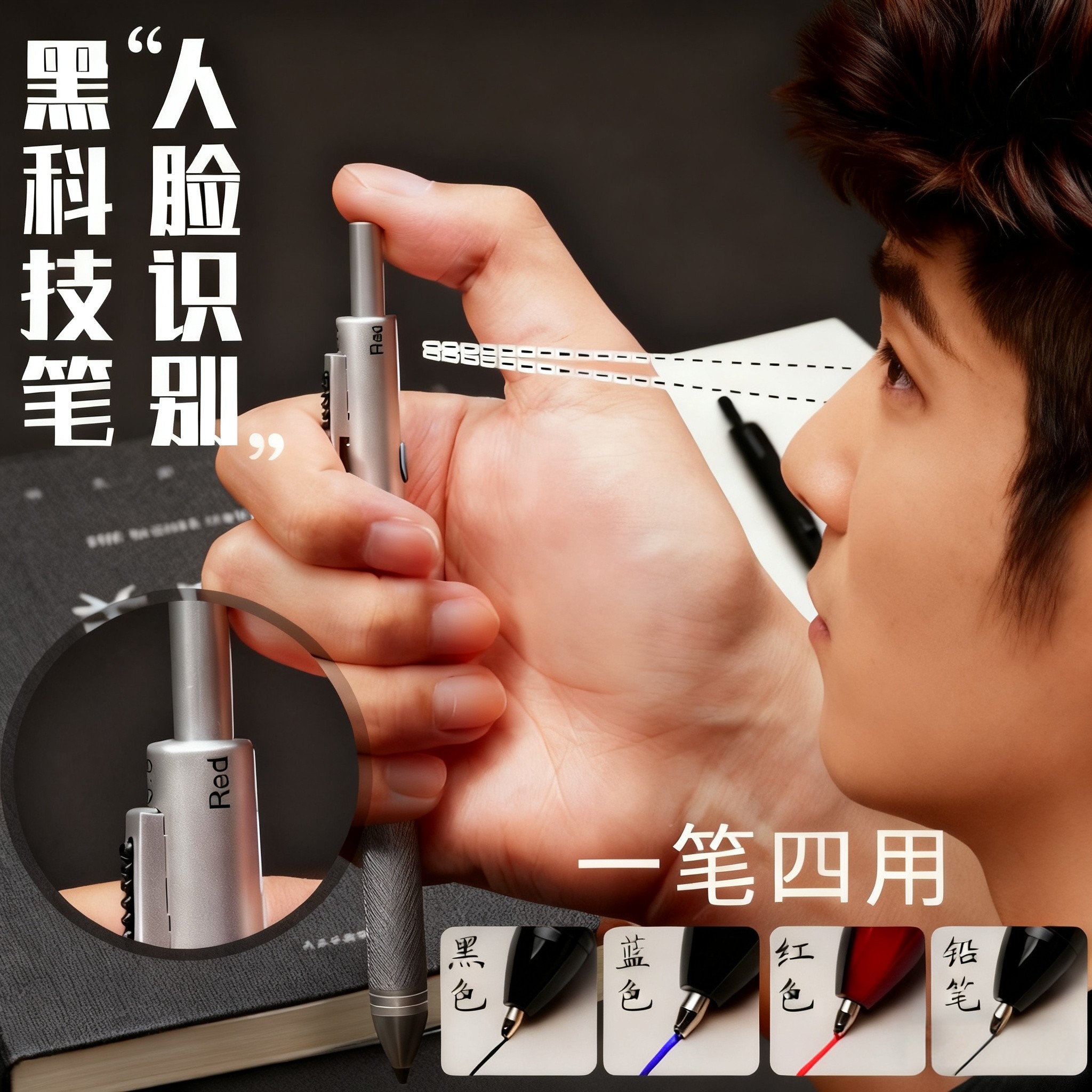 多功能黑科技重力感应笔圆珠笔中性笔自动铅笔黑色稀奇古怪黑科技暗藏玄机的笔2026热销全球限量人脸识别笔