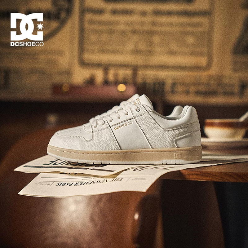 Dcshoes Marlow Lux Summer Old Money Style First Layer Cowhide Leather Men's White Sneakers Flat Shoes