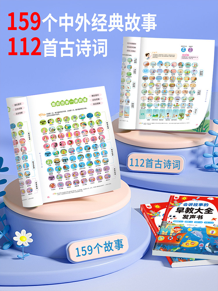 Children's Talking Early Education Audio Book, Click-To-Read and Sound-Producing Early Childhood Enlightenment Learning Machine, Educational Toys for Children Aged 0 to 3 Years Old