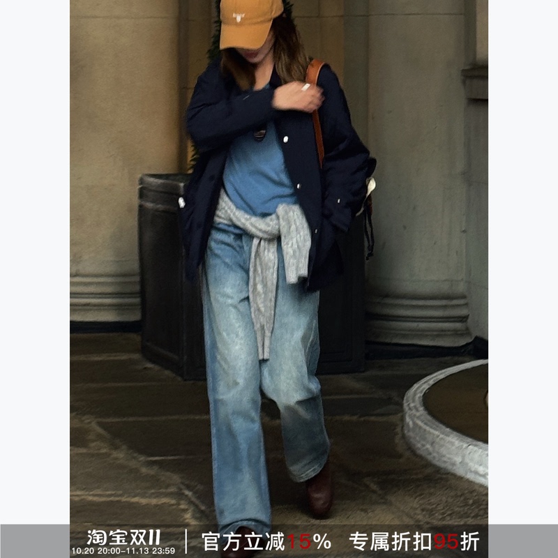 Rher Studio "Porter Old Alley" Autumn/Winter 100% Cotton Vintage Washed Loose Versatile Jeans K4681 Rher Studio "Porter Old Alley" Autumn/Winter 100% Cotton Vintage Washed Loose Versatile Jeans K4681