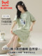 Cat-Themed Nightgown for Women, Summer Pure Cotton Pajamas, Thin Style, Can Be Worn Outside, Loose Fit, Plus Size, Mid-Length Dress, Loungewear
