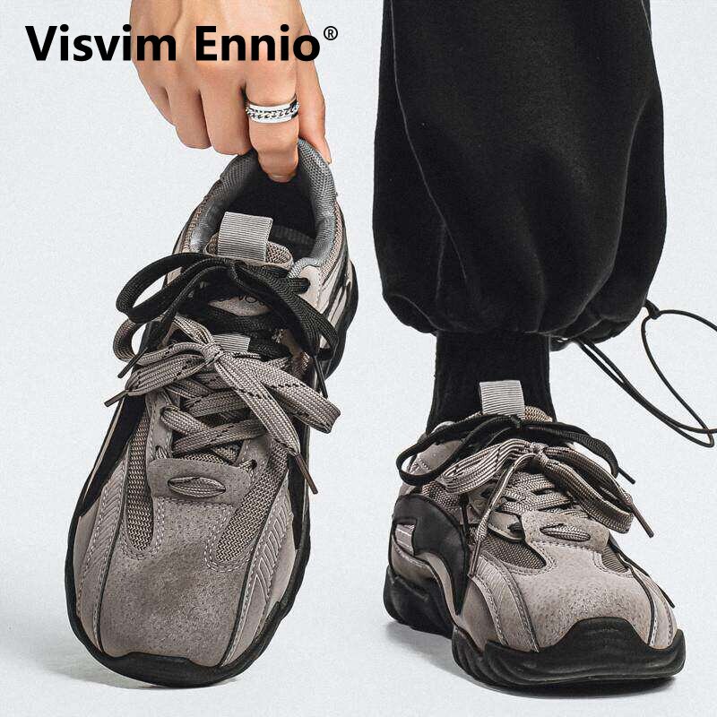 Visvim Ennio Men's Shoes, Autumn Casual Old Money Style Racing Shoes, Soft Sole Sports Running Non-Slip Thick Sole