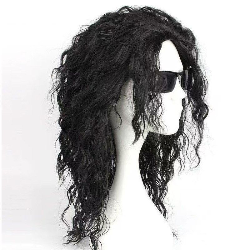 Mj Michael Jackson Wig Cosplay Medium-Length Imitation Show Cos Wig Mechanical Dance Wig Mj Michael Jackson Wig Cosplay Medium-Length Imitation Show Cos Wig Mechanical Dance Wig