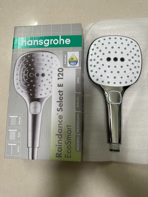 German Hansgrohe 26521007 Raindance Select E3 Fast Water-Saving Square Handheld Shower Head
