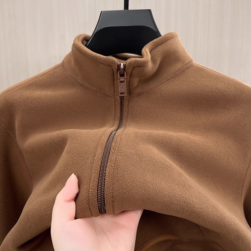 Autumn and Winter Double-Sided Fleece Sweatshirt Men's Stand-Up Collar Zipper Fleece Cardigan Youth Thickened Warm Large Size Jacket Autumn and Winter Double-Sided Fleece Sweatshirt Men's Stand-Up Collar Zipper Fleece Cardigan Youth Thickened Warm Large Size Jacket