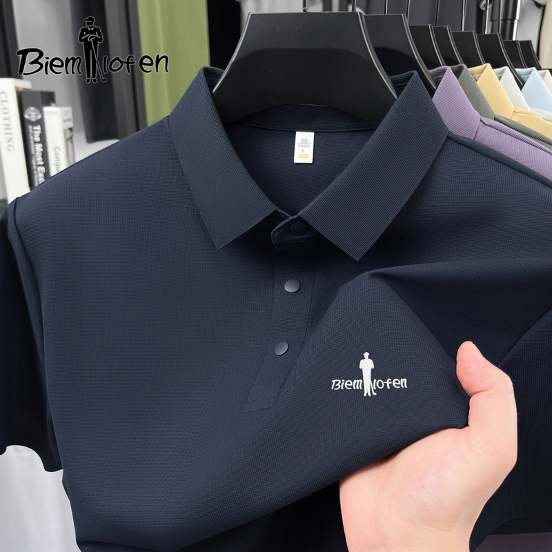 【7A Antibacterial Cooling】Men's Short-Sleeved T-Shirt for Outdoor Sports, Business Casual, High-End Brand Polo Shirt with a Collar