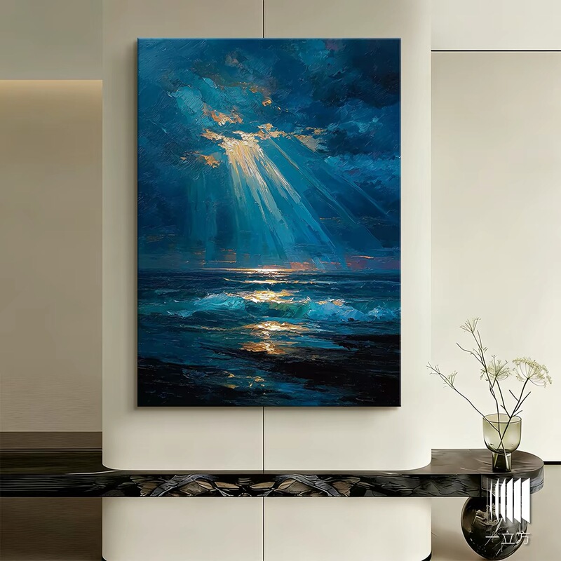 Italian-Style Minimalist Ocean Wave Light-Sculpted Abstract Oil Painting for Living Room, Corridor, Hallway, High-End Luxury Entrance Decoration Painting Italian-Style Minimalist Ocean Wave Light-Sculpted Abstract Oil Painting for Living Room, Corridor, Hallway, High-End Luxury Entrance Decoration Painting