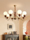 Medieval-Style Living Room Chandelier, American Retro Solid Wood Living Room Main Light, Full Spectrum Walnut Wood Grain Dining Room Bedroom Lighting Fixtures